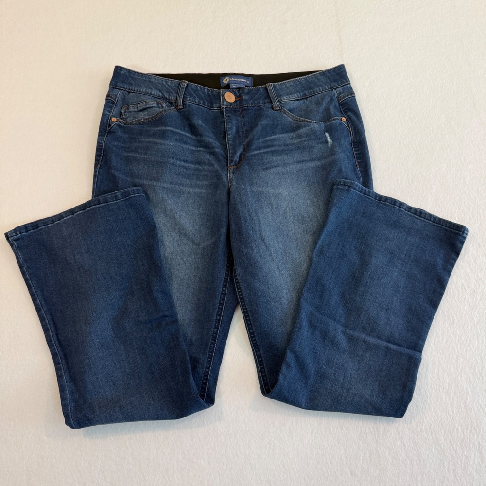 Democracy "Ab"solution Bootcut Jeans Women 16 Blue Tummy Smoothing Elastic Waist